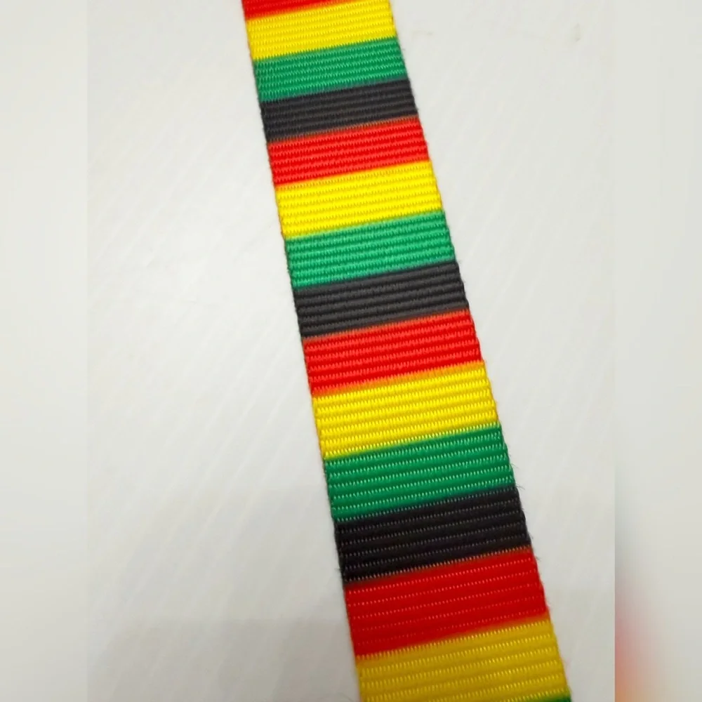 Croakies Rasta Vibrant Striped Belt with Silver Buckle